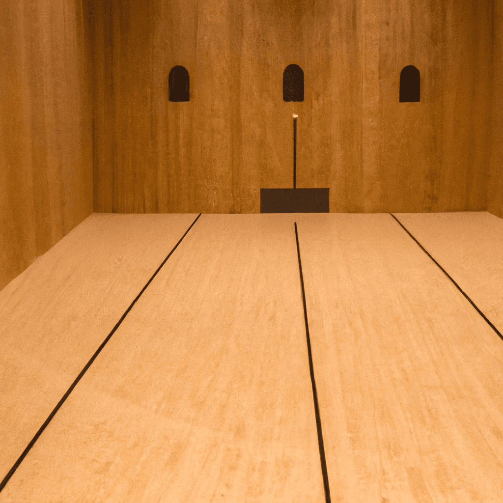 Een indoor padelbaan met een houten ondergrond